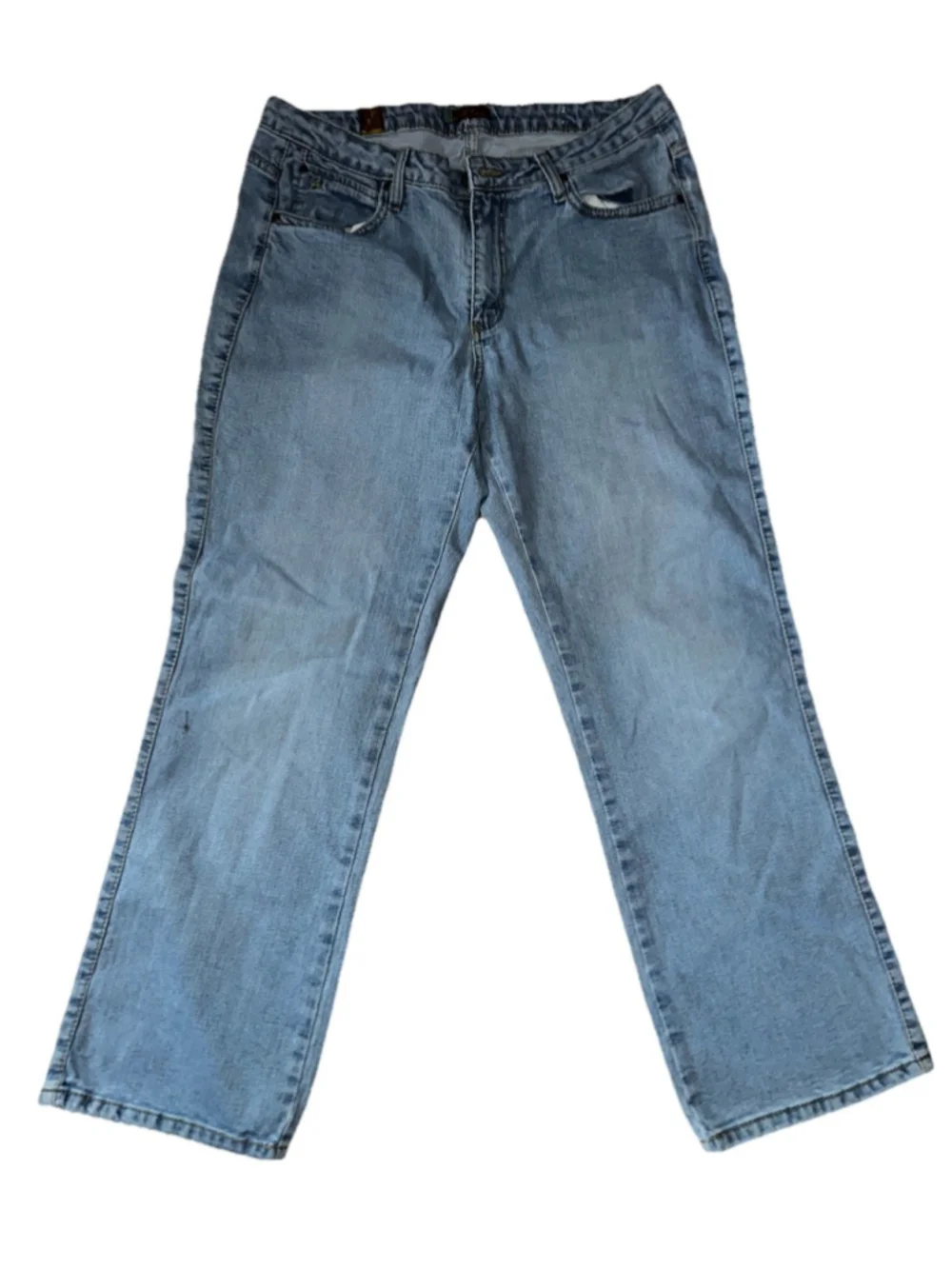 Wrangler Aura Instantly Slimming Jeans Womens 14P Light Wash Straight Leg Denim